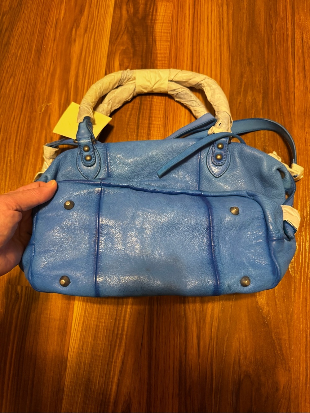 🚨 RARE!! NO FLAWS! NO ODORS!! Free People Baby Emerson Saphire Blue Leather - Picture 2 of 5